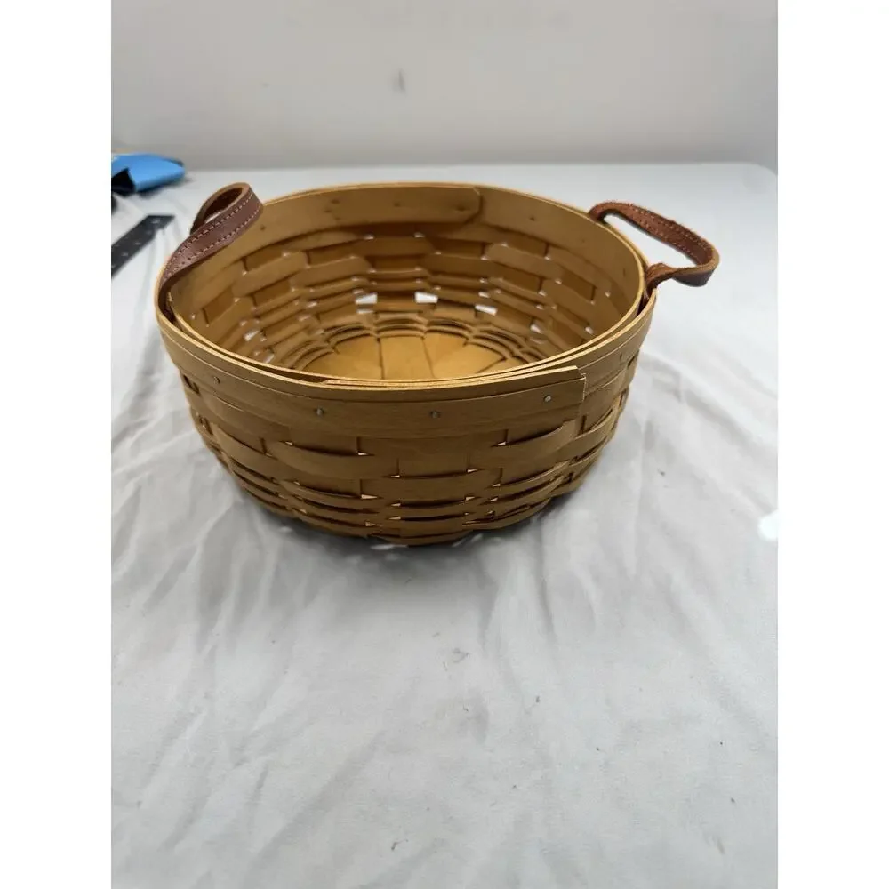 Longaberger Handmade Market Basket 2003 Leather Handles USA 10 Inch